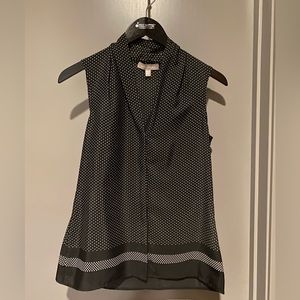 Banana Republic Sleeveless Black Polka Dot Blouse Size 2